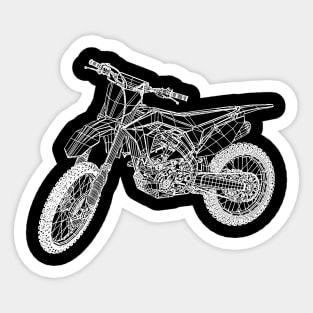 White CRF250R Bike Blueprint Sketch Art Sticker